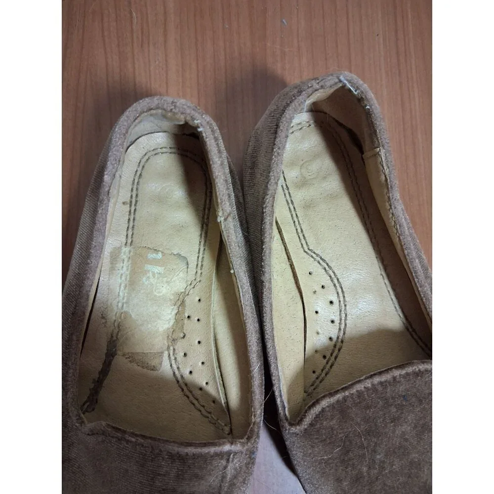 Velvet Slip on Flats Business Casual Retro Formal Boho Y2K Brown Toddler Size 9